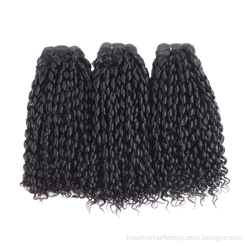 Huashuo Highest Discounts Real Natural Cuticle Aligned Fumi Curl Wholesale Raw Virgin Unprocessed Telephone Curl Human Hair
